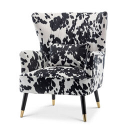 Cow Print Fabric Accent Chair With Footstool - thumbnail 9