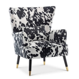 Cow Print Fabric Accent Chair With Footstool - thumbnail 4