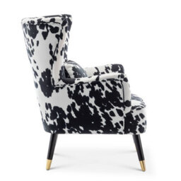 Cow Print Fabric Accent Chair With Footstool - thumbnail 7