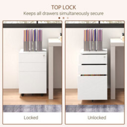 Vinsetto File Cabinet With Lock Hanging Bar For Letter A4 Legal Size White - thumbnail 6