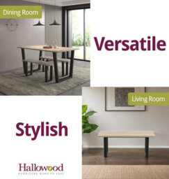 Hallowood Furniture Dudley Dining Bench - 100Cm - thumbnail 6