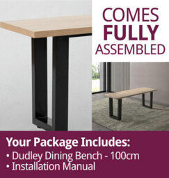 Hallowood Furniture Dudley Dining Bench - 100Cm - thumbnail 7