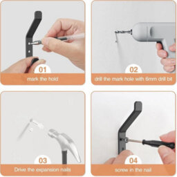 6 Black Wall Hooks For Hanging Coat: 10Kg Metal Sturdy Hook With Screw, Individual Hange - thumbnail 3