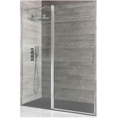 Homestylestore Chrome Reversible Recessed Hinged Door Shower Enclosure Light Grey Tray 1600 X 800mm - image 1
