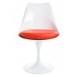 Fusion Living Tulip Set - Marble Medium Circular Table And Two Chairs With Pu Cushion Red - thumbnail 4