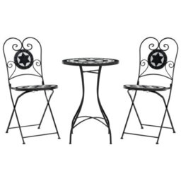 Walplus Mosaic Bistro Set Black And White Iron And Ceramic - thumbnail 2