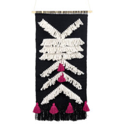 Beliani Fabric Wall Hanging Pakpattan Cotton 123 Cm Black