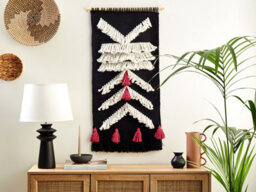 Beliani Fabric Wall Hanging Pakpattan Cotton 123 Cm Black - thumbnail 2