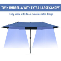 Outsunny 4.6M Garden Umbrella Canopy Sun Shade, Only Cross Base, Blue - thumbnail 4