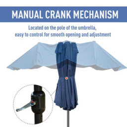 Outsunny 4.6M Garden Umbrella Canopy Sun Shade, Only Cross Base, Blue - thumbnail 5