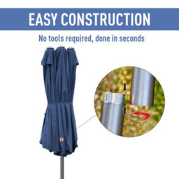 Outsunny 4.6M Garden Umbrella Canopy Sun Shade, Only Cross Base, Blue - thumbnail 6