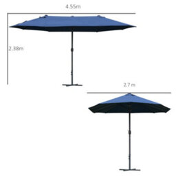 Outsunny 4.6M Garden Umbrella Canopy Sun Shade, Only Cross Base, Blue - thumbnail 3