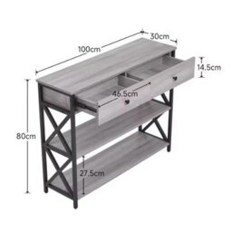 Rustic Grey Narrow Wooden Console Table With Drawers - thumbnail 2