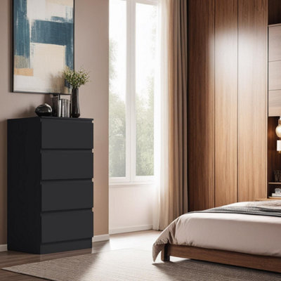 FWSTYLE 4 Drawer Chest Of Drawers Matt Black Bedroom Furniture - image 1
