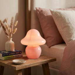 Happy Homewares Soft Blush Pink Mushroom Table Lamp With Curvy Head And Round Base - thumbnail 6