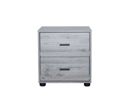 Urbn-Living Urbnliving Height 43Cm2 Drawer Wooden Bedside Table Ash Grey Set Colour Cabinet Bedroom Furniture Storage Nightstand - thumbnail 4