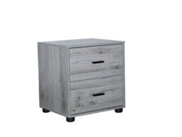Urbn-Living Urbnliving Height 43Cm2 Drawer Wooden Bedside Table Ash Grey Set Colour Cabinet Bedroom Furniture Storage Nightstand - thumbnail 5