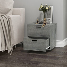 Urbn-Living Urbnliving Height 43Cm2 Drawer Wooden Bedside Table Ash Grey Set Colour Cabinet Bedroom Furniture Storage Nightstand - thumbnail 2