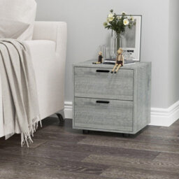 Urbn-Living Urbnliving Height 43Cm2 Drawer Wooden Bedside Table Ash Grey Set Colour Cabinet Bedroom Furniture Storage Nightstand - thumbnail 1