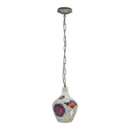 Handmade Moroccan Turkish Mosaic Glass Pendant Light Colorful Ceiling Fixture With Bulb - thumbnail 1