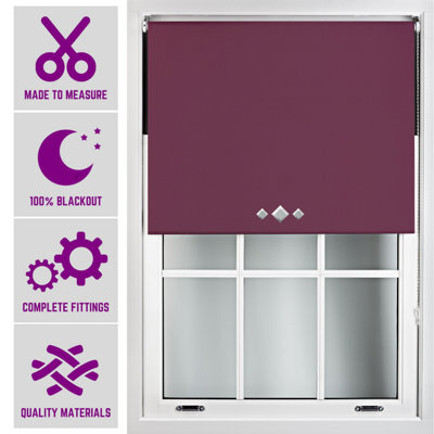 Furnished Triple Diamond Blackout Blind Free Cut Service - Aubergine (W)60Cm X (L)165Cm - image 1