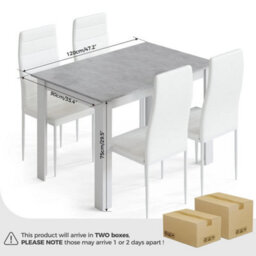 Grey 120Cm Wooden Dining Table Kitchen Dining Room For 4-6 People - thumbnail 3