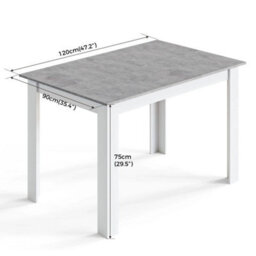 Grey 120Cm Wooden Dining Table Kitchen Dining Room For 4-6 People - thumbnail 2