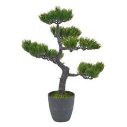 Urbn-Living Urbnliving 49Cm Green Artificial Bonsai Tree In Black Pot - Realistic Pine - thumbnail 5