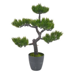 Urbn-Living Urbnliving 49Cm Green Artificial Bonsai Tree In Black Pot - Realistic Pine