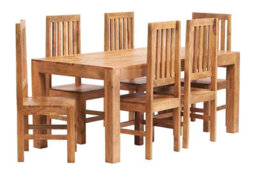 Hommoo Light Mango Wood Slat Back Dining Chair - Set Of 2 - thumbnail 3