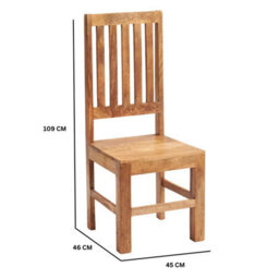 Hommoo Light Mango Wood Slat Back Dining Chair - Set Of 2 - thumbnail 4