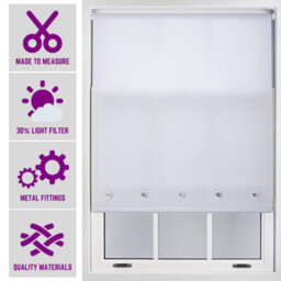 White Daylight Roller Blind With Chrome Round Eyelets And Metal Fittings Cut To Size By Furnished - (W)60Cm X (L)210Cm