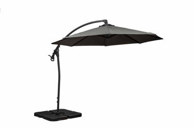 Royalcraft Grey 3M Deluxe Pedal Operated Rotational Cantilever Powder Coated Parasol With Cross Stand