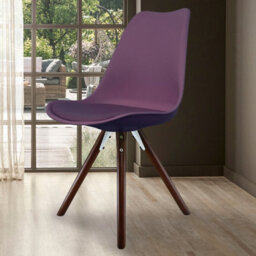 Fusion Living Soho  Aubergine Plastic Dining Chair With Pyramid Dark Wood Legs - thumbnail 2