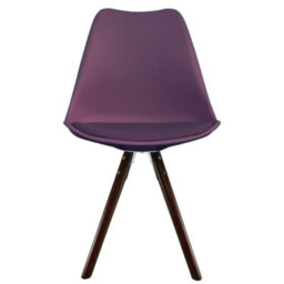 Fusion Living Soho  Aubergine Plastic Dining Chair With Pyramid Dark Wood Legs - thumbnail 7