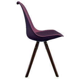 Fusion Living Soho  Aubergine Plastic Dining Chair With Pyramid Dark Wood Legs - thumbnail 4