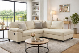 SC FURNITURE LIMITED Cream Leather Corner Sofa + Usb Charging Ports - Rhf - Brooklyn