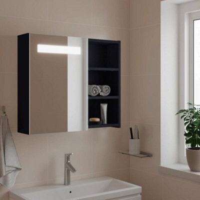 Berkfield Bathroom Mirror Cabinet With Led Light Grey 60X13X52 Cm - image 1