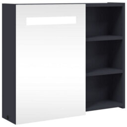 Berkfield Bathroom Mirror Cabinet With Led Light Grey 60X13X52 Cm - thumbnail 2