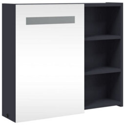 Berkfield Bathroom Mirror Cabinet With Led Light Grey 60X13X52 Cm - thumbnail 4