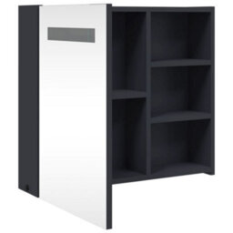 Berkfield Bathroom Mirror Cabinet With Led Light Grey 60X13X52 Cm - thumbnail 5