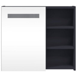Berkfield Bathroom Mirror Cabinet With Led Light Grey 60X13X52 Cm - thumbnail 6