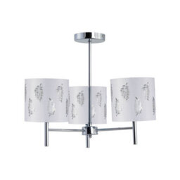 First Choice Lighting Set Of 2 Brea - Chrome 3 Light Fittings With White Fern Shades - thumbnail 2