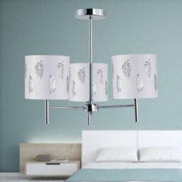 First Choice Lighting Set Of 2 Brea - Chrome 3 Light Fittings With White Fern Shades - thumbnail 4