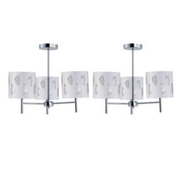 First Choice Lighting Set Of 2 Brea - Chrome 3 Light Fittings With White Fern Shades - thumbnail 1
