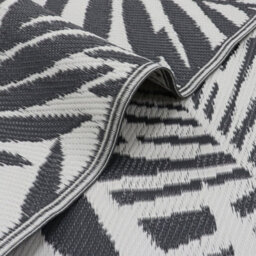 Jvl Lightweight Reversible Plastic Woven Outdoor Rug, 133X190Cm, Grey Leaves - thumbnail 5