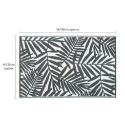 Jvl Lightweight Reversible Plastic Woven Outdoor Rug, 133X190Cm, Grey Leaves - thumbnail 3