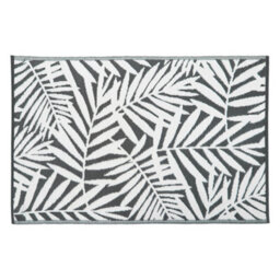 Jvl Lightweight Reversible Plastic Woven Outdoor Rug, 133X190Cm, Grey Leaves - thumbnail 2