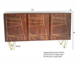 Buttercup Farm Dark Gold Large Sideboard - Solid Mango Wood - L40 X W135 X H85 Cm - thumbnail 4