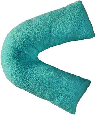 Homes & Linen Teddy Bear Fleece Plush Warm Fuzzy Cuddly V-Shaped Pillow & Cover